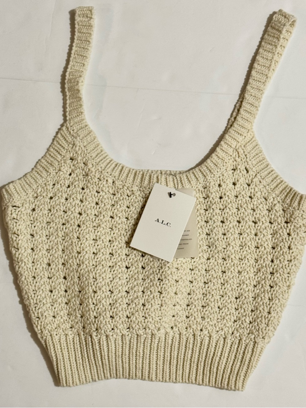 A.L.C. Cream Crochet Knit Cropped Tank M
